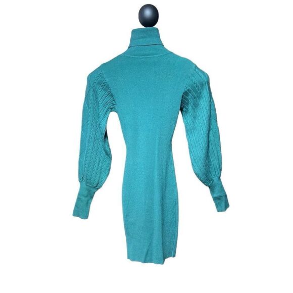 Hera Collection NWT Green Turtleneck Sexy Bodycon Sweater Dress Small - Picture 3 of 4